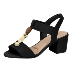 Sandália Modare Ultraconforto Salto Bloco Tira Elástica Com Apliques - loja online