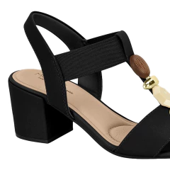 Sandália Modare Ultraconforto Salto Bloco Tira Elástica Com Apliques