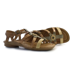 Sandália New Face Couro Afivelada Salto Baixo Pérola - loja online