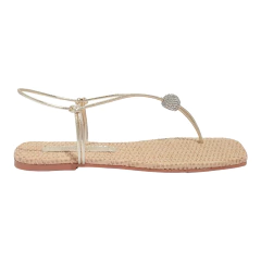 Sandália Rasteirinha Santa Lolla Metalizada Com Aplique - comprar online