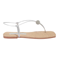 Imagem do Sandália Rasteirinha Santa Lolla Metalizada Com Aplique