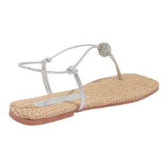 Sandália Rasteirinha Santa Lolla Metalizada Com Aplique - comprar online