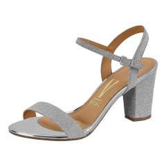 Sandália Vizzano Salto Quadrado Afivelada Com Glitter