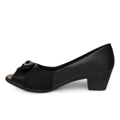 Sapato Peep Toe Usaflex Couro Salto Médio Com Laço - comprar online