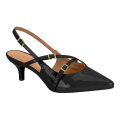 Imagem do Sapato Scarpin Vizzano Chanel Bico Fino Slingback Com Fivelas