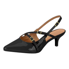 Sapato Scarpin Vizzano Chanel Bico Fino Slingback Com Fivelas
