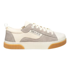 Tênis Santa Lolla Couro Camurça/Linho Bicolor Com Cadarço - comprar online