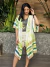 kimono de viscose Estampado Comprido 21091 Tamanho Único fundo Marfim verde e bege - comprar online