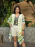 kimono de viscose Estampado Comprido 21091 Tamanho Único fundo Marfim verde e bege na internet