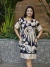 Vestido Estampado Com Bolso Lateral 21124 - Fundo Marinho com bege