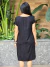 Vestido Fabi Gola Redonda manga Laço 21144 liso com relevo jacard Preto - Território Carioca