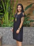Vestido Fabi Gola Redonda manga Laço 21144 liso com relevo jacard Preto na internet