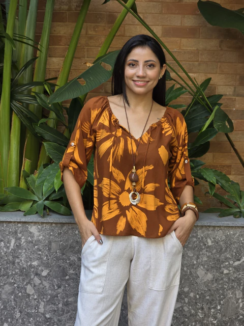 Blusa MM Manga Alheta 21093 - Estampado 3 - comprar online