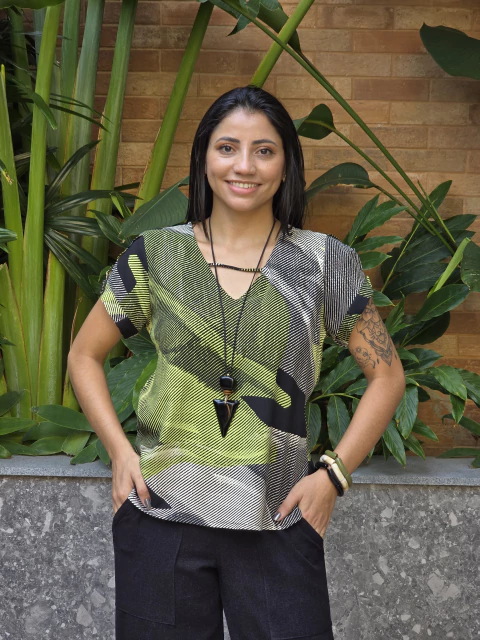 Blusa MM Manga Curta com Botão 21097 - Estampada 6 - comprar online