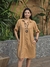 Chemise Fabi Manga Alheta linho com Viscose 21113 Caramelo - comprar online