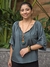 Blusa MM Manga Alheta 21093 Lisa Verde Petróleo - Território Carioca