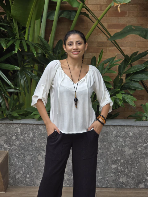 Blusa MM Manga Alheta 21093 Lisa Branca - comprar online