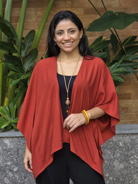 Kimono Liso Curto 20984 Tamanho Único Terra Cota - comprar online