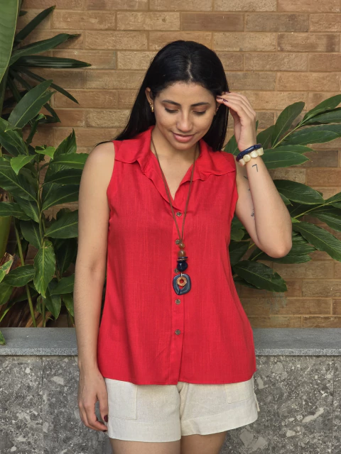 Camisete Fabi Sem Manga 21073 Lisa Vermelha - comprar online