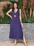Vestido Linho c/3 botões Midi 20453 - Liso Marinho