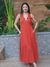 Vestido MM Viscose sem manga pregas e babado 21077 Terra Cota