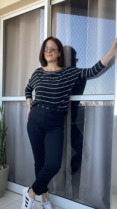 Blusa ampla gola canoa listrada - Raíssa - Marta Moraes Shop