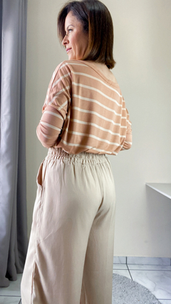 Blusa ampla gola canoa listrada - Raíssa - loja online