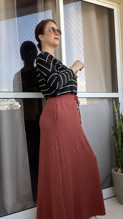 Blusa ampla gola canoa listrada - Raíssa - Marta Moraes Shop