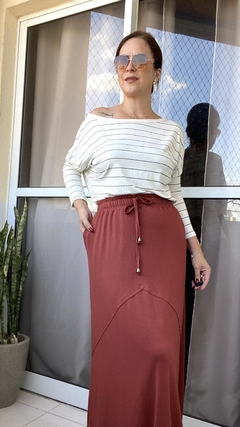 Blusa ampla gola canoa listrada - Raíssa - loja online