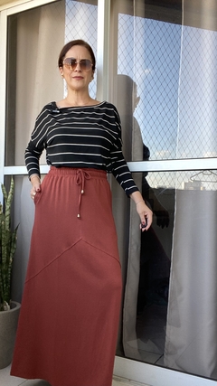 Blusa ampla gola canoa listrada - Raíssa - comprar online