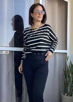 Blusa ampla gola canoa listrada - Raíssa - Marta Moraes Shop