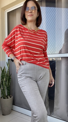 Blusa ampla gola canoa listrada - Raíssa