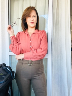 Calça linho com cinto fivela - comprar online
