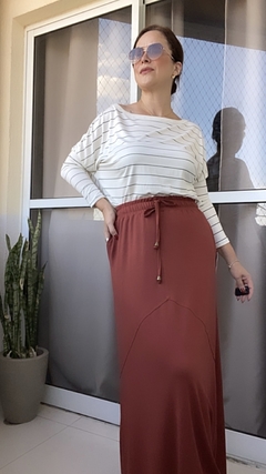Blusa ampla gola canoa listrada - Raíssa na internet