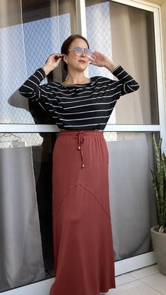 Blusa ampla gola canoa listrada - Raíssa - comprar online