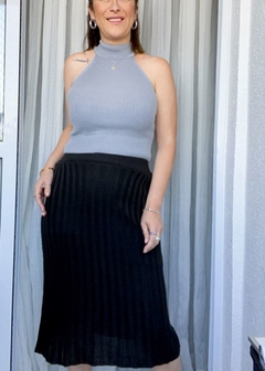 Saia Midi Tricot Preta - comprar online