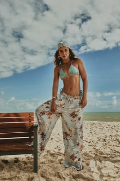 Pantalona Visco Flores Azul - comprar online