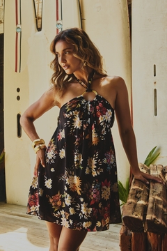 Vestido Isa Flores Preto - comprar online