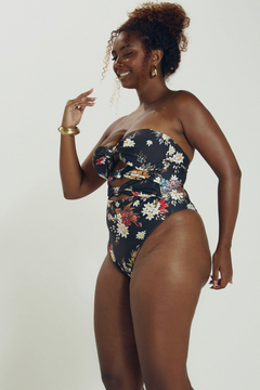 Body Nós Flores Preto - comprar online