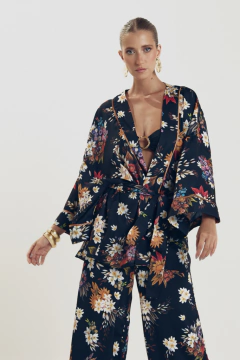 Kimono Flores Preto - GIUMAG