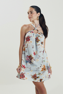 Vestido Isa Flores Azul