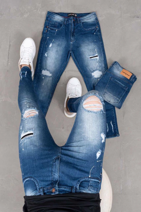 CALÇA JEANS SKINNY DESTROYED PIGMENTO - comprar online
