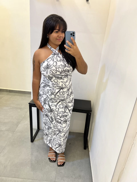 VESTIDO LONGO SUPLEX Y FLORAL CTJ - comprar online