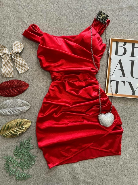 VESTIDO ACETINADO PLISSADO - comprar online