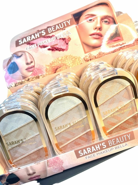 Paleta de iluminador sarah beauty face makeup bella