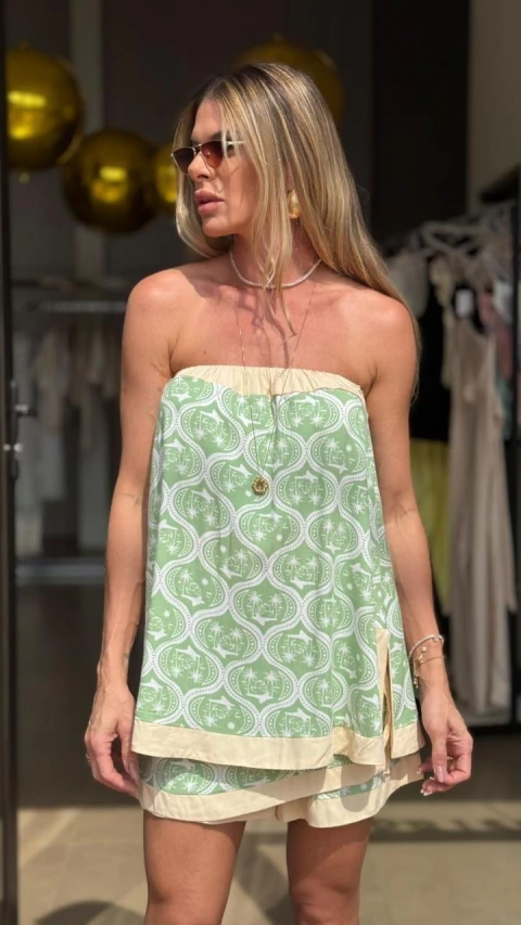 Conjunto Short Arabescos Verde