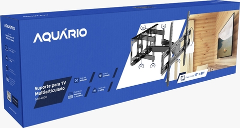 SUPORTE MULTIARTICULADO DE 4 MOVIMENTOS PARA TVS LCD, LED,SMART TV 37" ATE 80 AQUARIO SAV4600 ORIGINAL