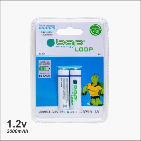 Pilha Recarregavel Bap loop AA 1.2v 2000mah C/2- Bap2000