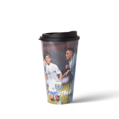 Vaso Mundial Argentina con tapa café y packaging - comprar online