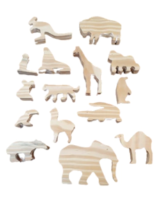 Animales De Madera Mundo Animal Sin Pintar 15 Piezas Lc - Accesibble